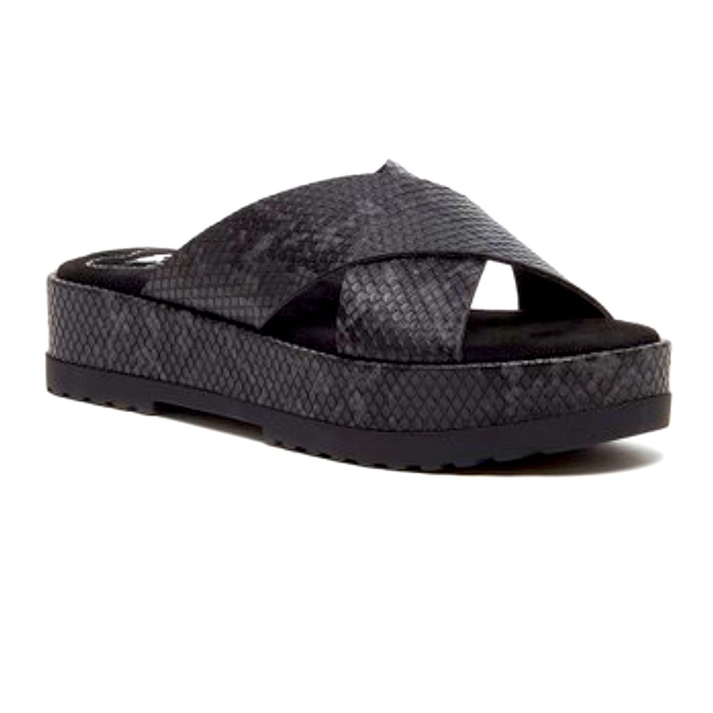 Black Venus Snake-Embossed Platform Sandal